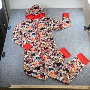 Tipsy Elves Meowy Catmus One Piece Mens XS Unisex Kitten Print Hooded W/Pockets